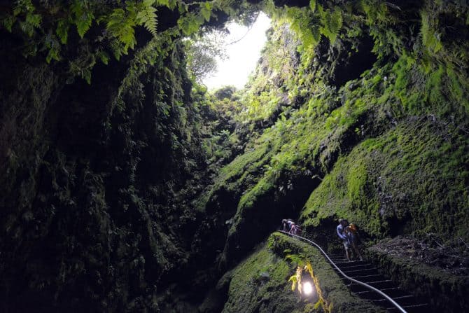 The inside of part of the Algar do Carvao on Terceira island in the Azores
