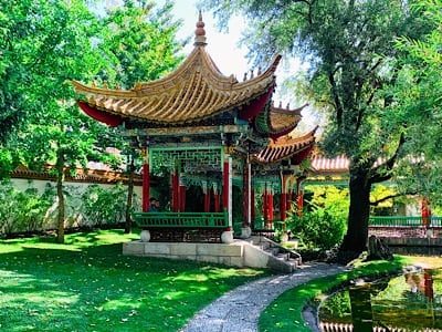 A temple in the Chinese Garden in Zurichhorn Park