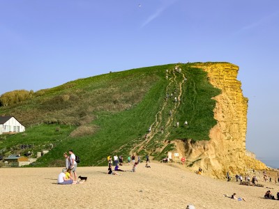 The cliff at West Bay Dorset with its steep path up the side