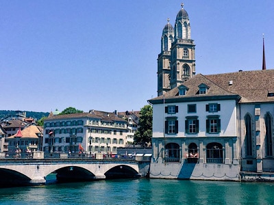 The Grossmunster church by the river in Zurich