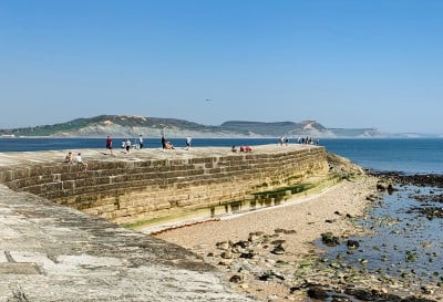 Part of the Cobb wall in Lyme Regis Dorset