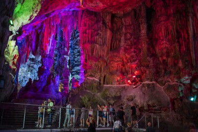 Inside St. Michael's Cave in Gibraltar - one of the top things to do in Gibraltar