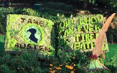 The botanical book in Parade Gardens Bath with the Jane Austen quote on it