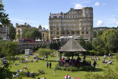 Parade Gardens in Bath with the bandstand in the middle