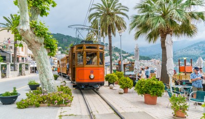 The Orange Express train at the Port de Soller