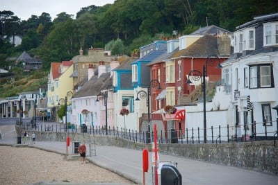 The colourful buildings along the promenade in Lyme Regis