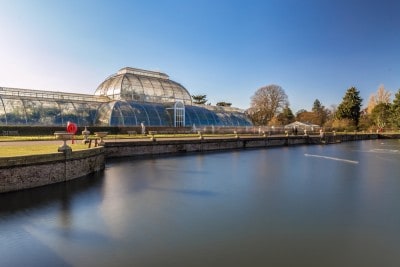 The Palm House with the lake in front of it