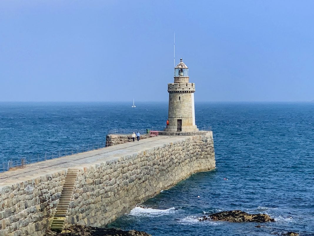 The lighthouse in the harbour in St Peter Port in Guernsey