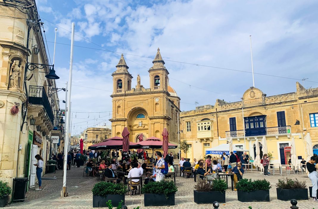 The church and square in Marsaxloxx Malta