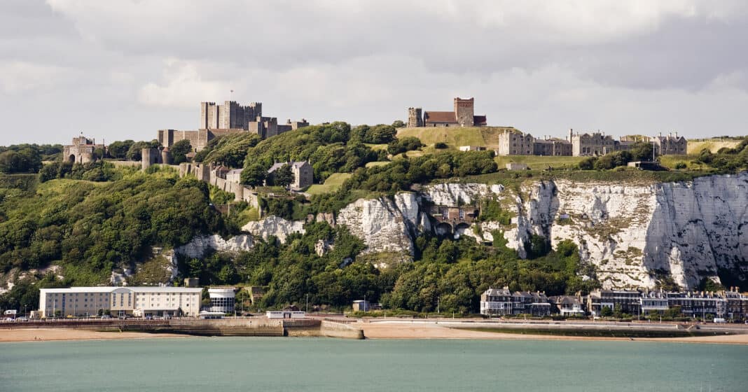 Dover Castle on top of the cliffs