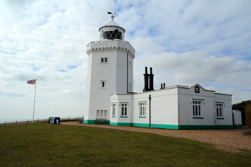 South Foreland Lighthouse with its white octagonal lighthouse