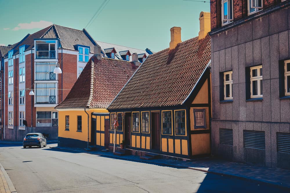 Hans Christian Andersen's childhood home - an old yellow  timbered house