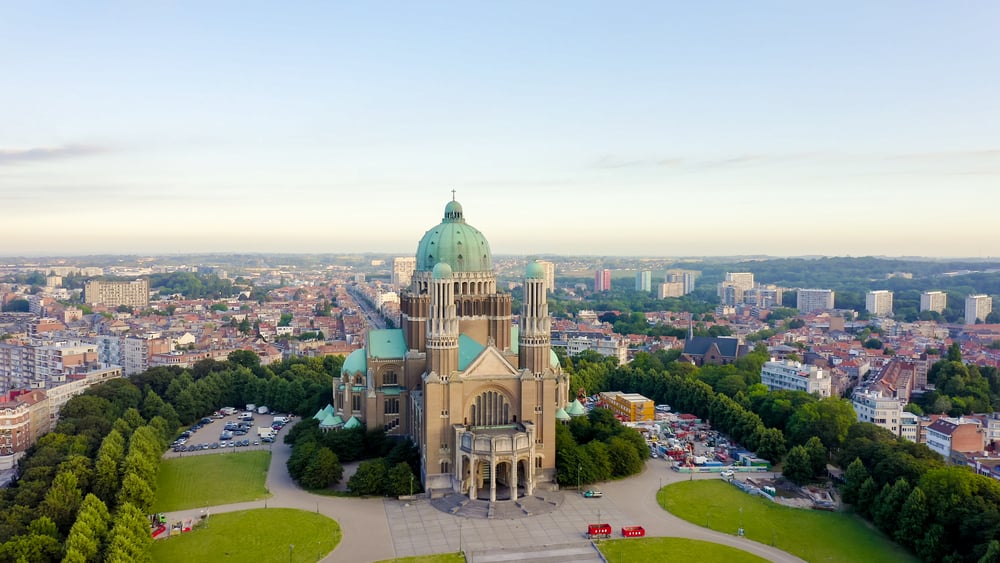 The National Basilica of the Sacred Heart of Koekelberg and views across the city