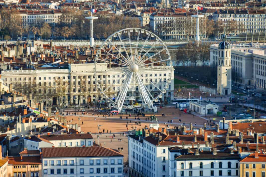 A view of Place Bellecour in Lyon. 