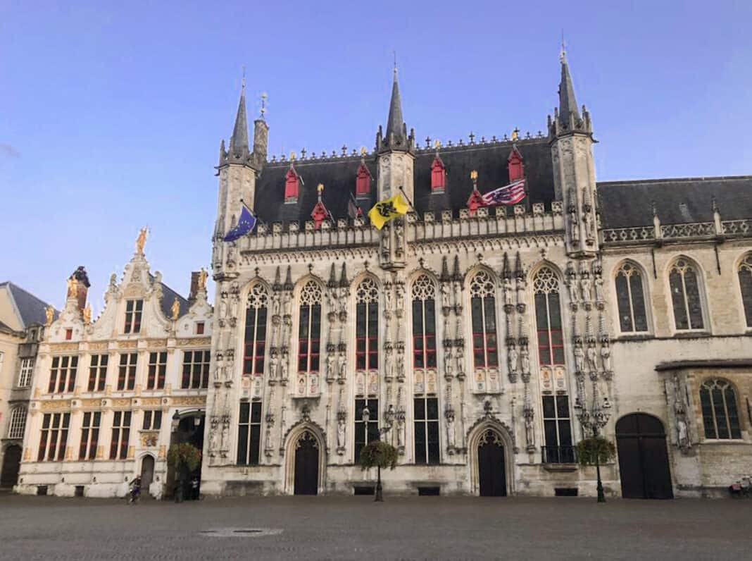 The City Hall with the Palace of the Liberty of Bruges to the left