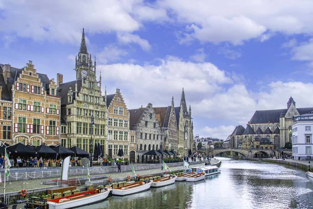 Boats along the river in Ghent - go on a boat trip on one day in Ghent
