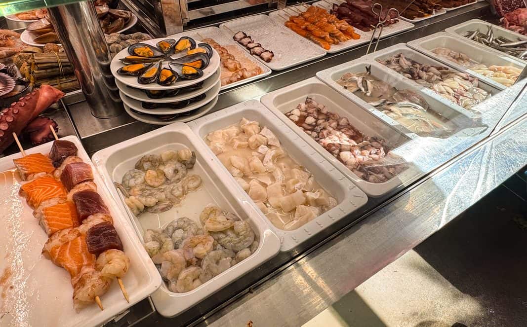 A seafood stall in the market in Malaga