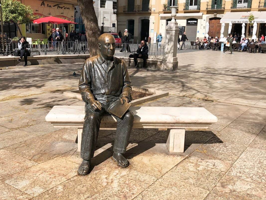 The statue of Picasso in Plaza de la Merced