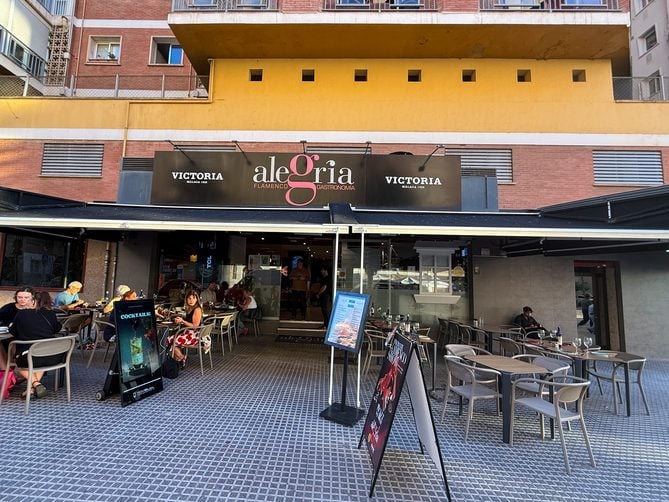 An image of the outside of the Alegria venue in Malaga