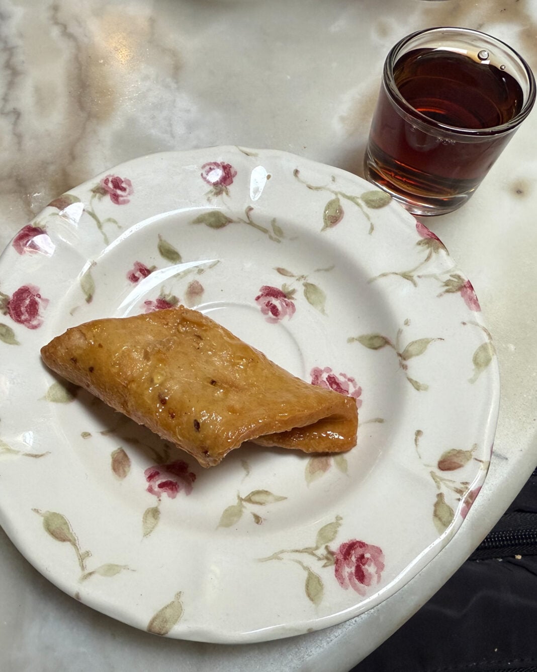 The pastry and orange wine we had on our Seville food tour
